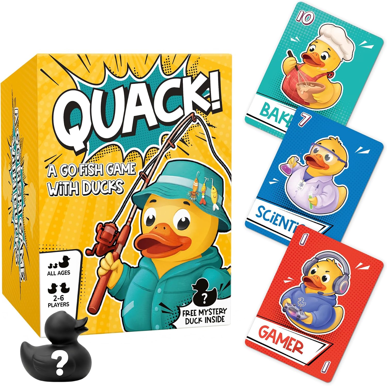 QUACK Go Fish card game with mystery rubber duck